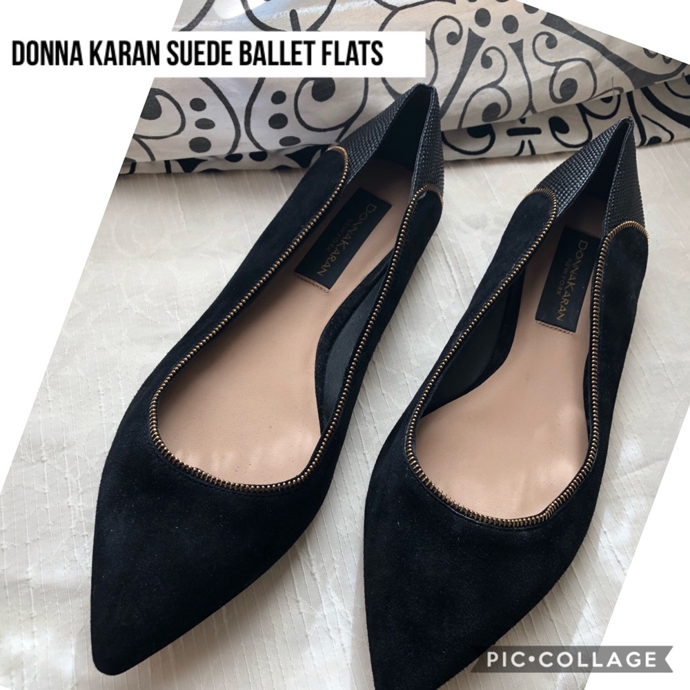DKNY Pointy Toe Suede Ballet Flats
